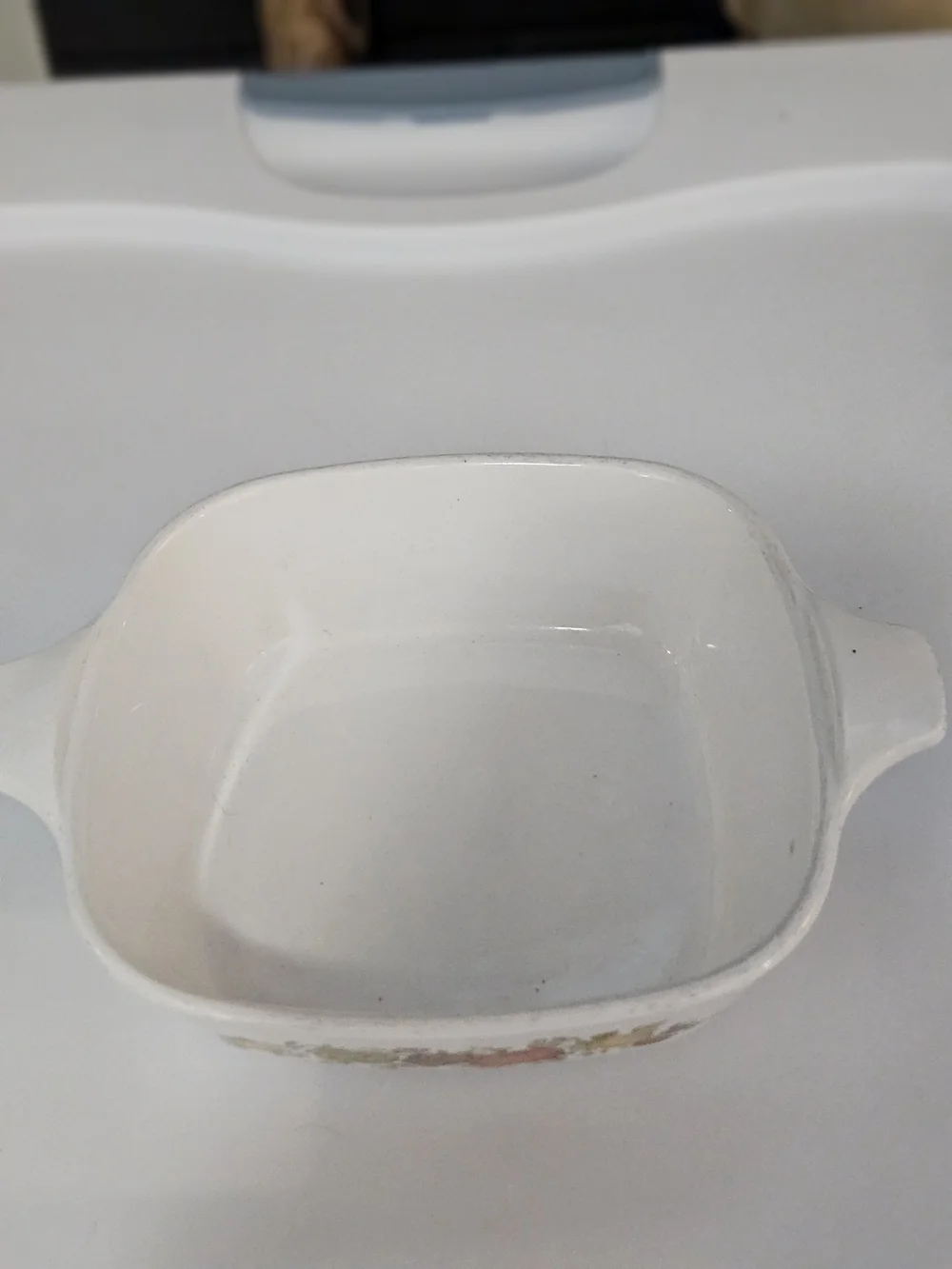 Corningware White Ceramic Casserole with Harvest Vegetable Design
